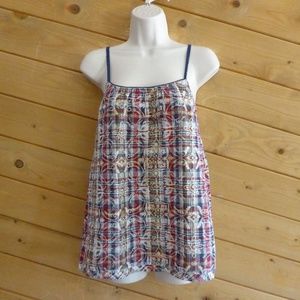 Laform Gingham Check Geometric Floral Cami Sleeveless Top A-line